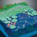 Natural Water Scene With Lily Pads Aquatic Plants And Underwater Structure