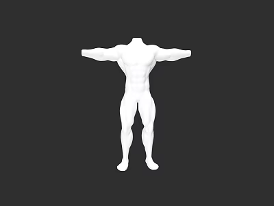 White Male Mannequin 3D Model With Outstretched Arms On Black Background 3d model