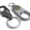 Practical Black and Silver Hardware Keychain Tools with Compass and Key Rings 3d model