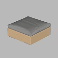 Square Stool With Gray Fabric Cushion And Beige Woven Base Design 3d model