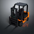 Orange And Black Industrial Forklift With Cab And Sturdy Forks Design