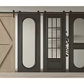 Different Style Barn Doors Featuring Wooden Black Finishes Crossed Lines and Glass Panels