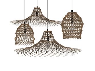 New Chinese Chandelier Rattan Chandelier 3d model