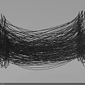 Modern Abstract Sculpture Made Of Black Metal Wires In Curved Twisted Shape