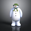 Festive White Snowman Ornament With Green Hat Scarf And Black Buttons