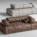 Modern Brown and Gray Leather Two Seater Sofas with Soft Comfortable Cushions 3d model