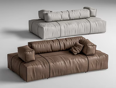 BAXTER PANAMA Modern Leather Two-Seat Chaise Panama Sofa 3d model