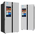Modern Stainless Steel Double Door Refrigerators with Smart Touch Screen 3d model