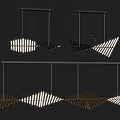 Modern Geometric Chandelier With Striped Wave Shaped Gold Black Metallic Lighting Fixture
