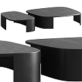 Modern Coffee Table Set of Two with Black Textured Surface and Sleek Lines