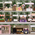 Colorful Mall Shop Storefronts With Cute Decor And Diverse Design Styles