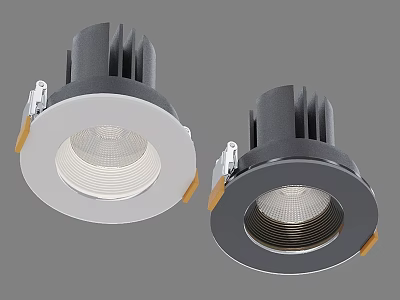 Modern Recessed Downlight Spotlight Fixture With White Black Heat Sink Fins Design 3d model