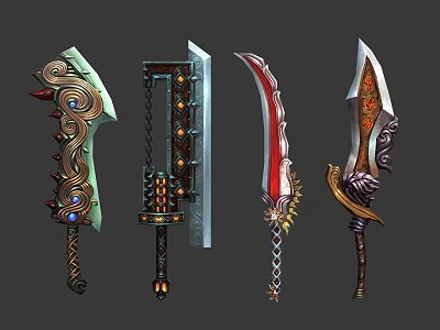 Fantasy Style Weapons Featuring Ornate Designs Various Styles And Intricate Details 3d model