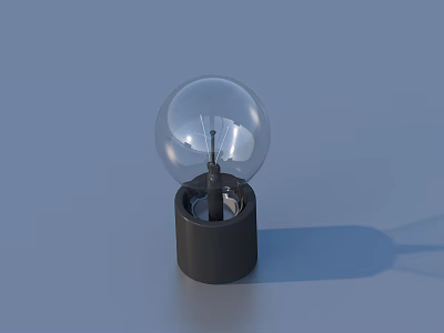 Essential Daily Use Transparent Glass Light Bulb With Black Base On Blue Background 3d model