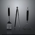 Hardware Tools Set with Metal Spatula Tongs and Triangle Spring Tool Featuring Black Handles 3d model