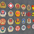 Various Official Emblem Badges Featuring Different Symbols And Colorful Designs