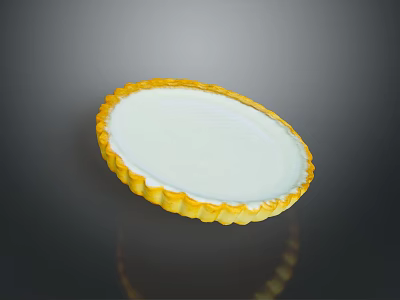 Round Tart With Golden Crust And Creamy White Filling On Dark Surface 3d model
