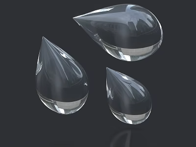 Three Transparent Water Drop Shape Glass Chandelier Pendants for Modern Decor 3d model