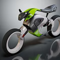 Modern Green And Gray Motorcycle With Sleek Design And Large Wheels