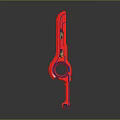 Pink Weapon with Circular Ring Design Long Shiny Handle and Blue Accent Edges