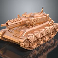 Golden Tank Model 3D Rendered With Detailed Metallic Texture Turret Tracks And Military Design Elements
