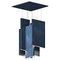 Modern Blue Rectangular Chandelier With Hanging Multiple Panels And Geometric Design 3d model