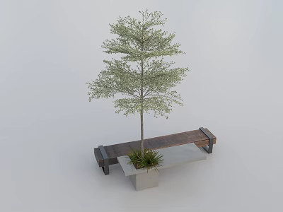 Modern outdoor chair landscape tree 3d model