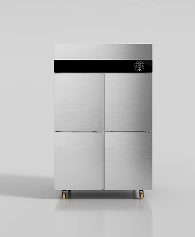 Modern Stainless Steel Four Door Refrigerator Freezer With Sleek Exterior Design 3d model