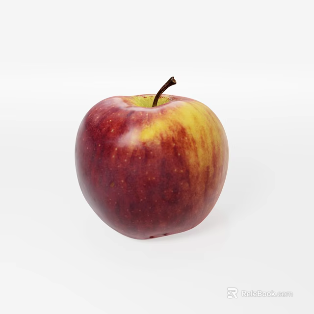 Fresh Red and Yellow Apple with Speckled Skin on White Background 3d model 