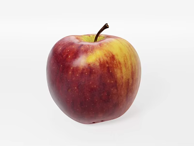 Fresh Red and Yellow Apple with Speckled Skin on White Background 3d model