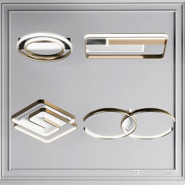 Modern Ceiling Lights With Various Sleek Silver And Gold Geometric Designs 3d model