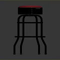 Red Seated Black Metal Frame Bar Stools In Modern Home Decor Setting