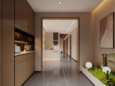 Modern Beauty Hair Salon Interior Design With Styling Mirrors Green Plants And Comfortable Seats 3d model