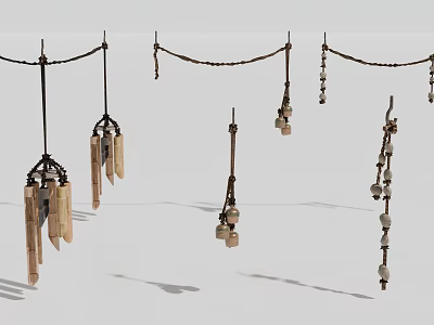 Handcrafted Hanging Pendants With Natural Materials And Decorative Designs For Home 3d model