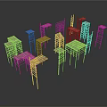 Detailed Wooden Architectural Frame Models With Various Heights And Shapes