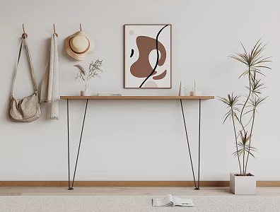 Solid Wood Entrance Table 3d model
