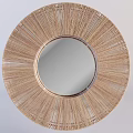 Elegant Round Mirror with Woven Radiating Frame in Natural Material Design 3d model
