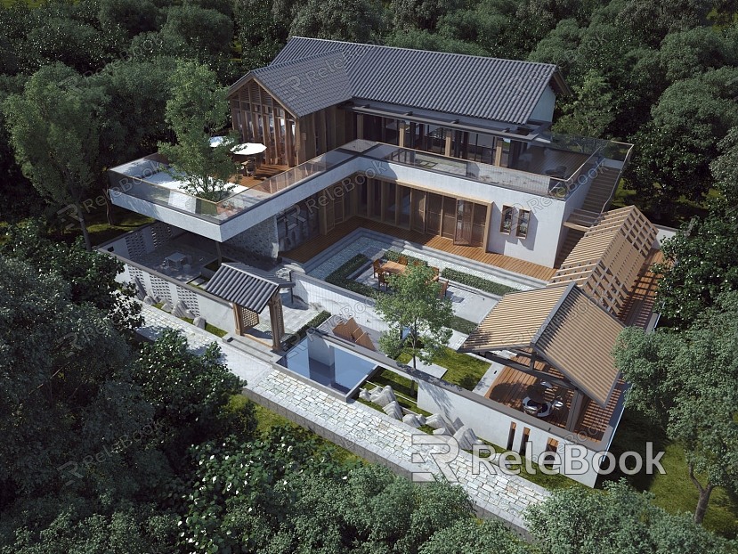 New Chinese style single-family villa model