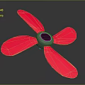 Bright Red Five Blades Electric Fan With Gray Central Hub