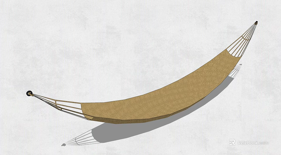 Simple Brown Canvas Hammock Design With Support Ropes For Outdoor Relaxation Space 3d model