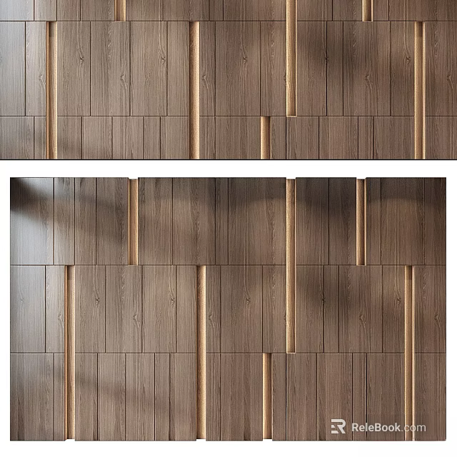 Natural Wood Grain Wall Panel Design With Intricate Joined Patterns And Texture 3d model 