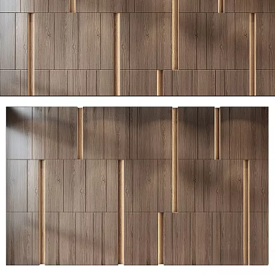 Natural Wood Grain Wall Panel Design With Intricate Joined Patterns And Texture 3d model