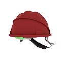 Red Safety Helmet With Headlamp For Protective Workwear Gear And Adjustment Strap