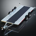 Flatbed Trailer With Metal Frame Black Platform And Four Wheels For Transport