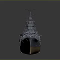 Detailed Warship Model with Turrets Antennas Gray Hull and Red Deck as Waterborne Transport