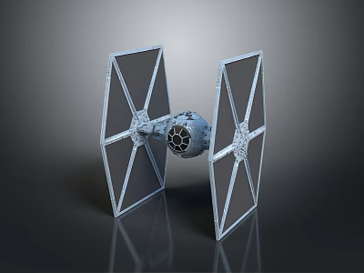 TIE Fighter Spacecraft Model With Angular Wings And Detailed Cockpit Design 3d model