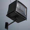 Vintage Retro Wall Mounted Television With Antennas And Black Screen
