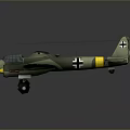 Vintage Twin Engine Military Aircraft In Green Camouflage With Black Cross Insignia And Propellers