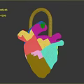 Golden Metallic Heart With Intricate Pipe Structures And Silver Padlock Design Details