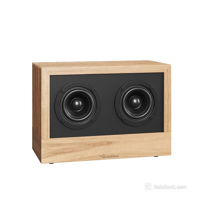 Allectra Wooden Speaker With Dual Black Drivers And Natural Wood Finish 3d model 
